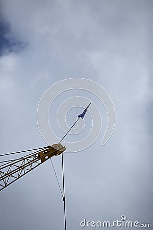 Louisiana Tech University Flag on Construction Crane Editorial Stock Photo